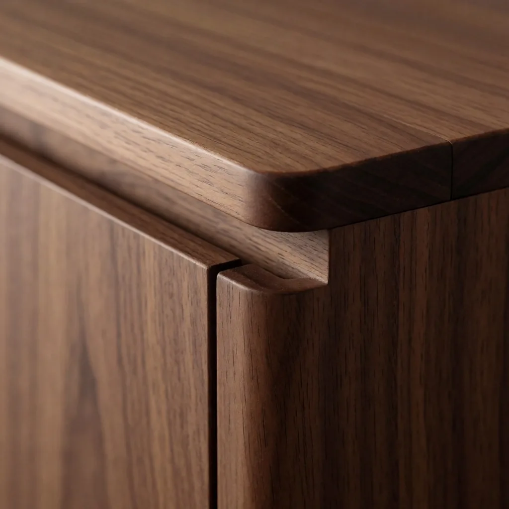 Custom walnut cabinetry joint detail